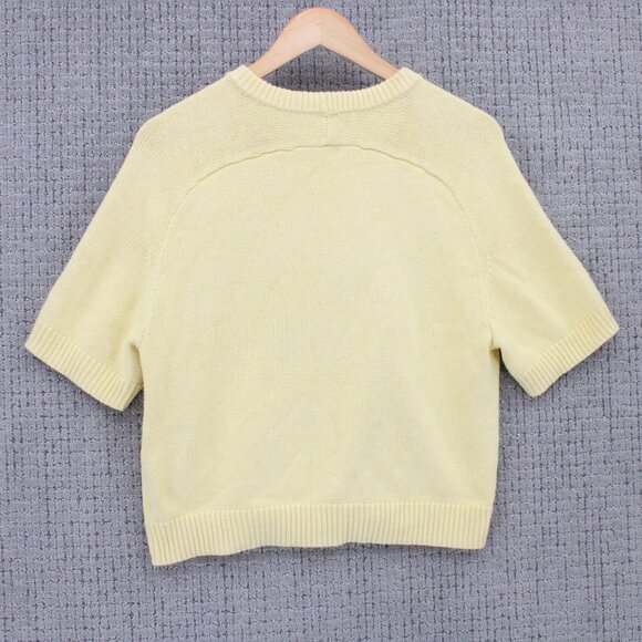 Abercrombie & Fitch Sweater Womens Medium M Yellow Beige Knit Short Sleeve - Picture 7 of 9